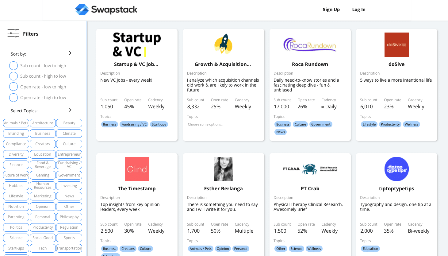Swapstack: Advertise in newsletters